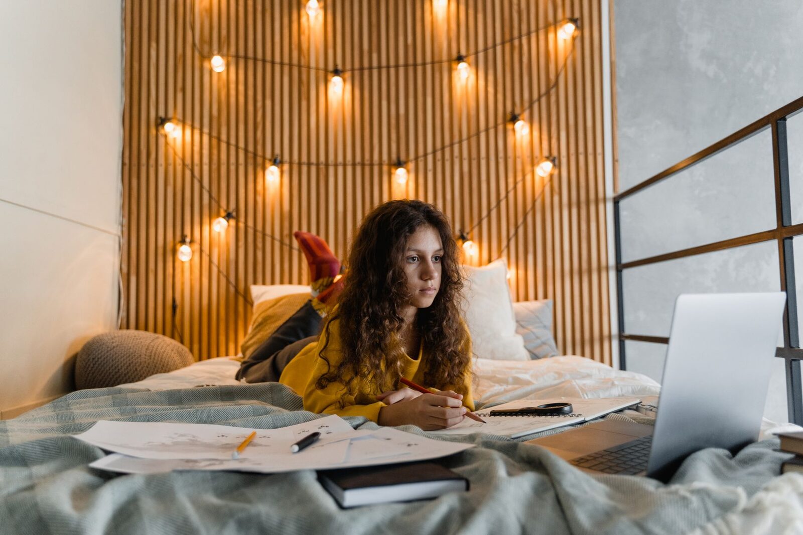 Using a private, local AI on a laptop at home in warm light